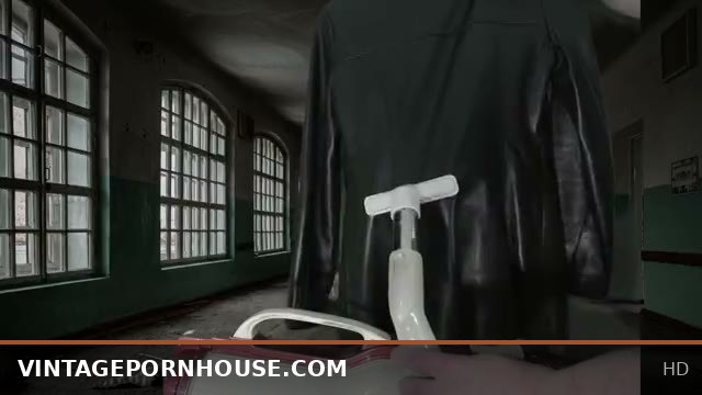Girlfriend vacuums her Italian leather jacket with vintage Electrolux